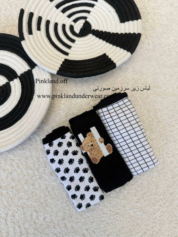 پک ۳ تایی شورت نخی کبریتی ترک طرح خرس